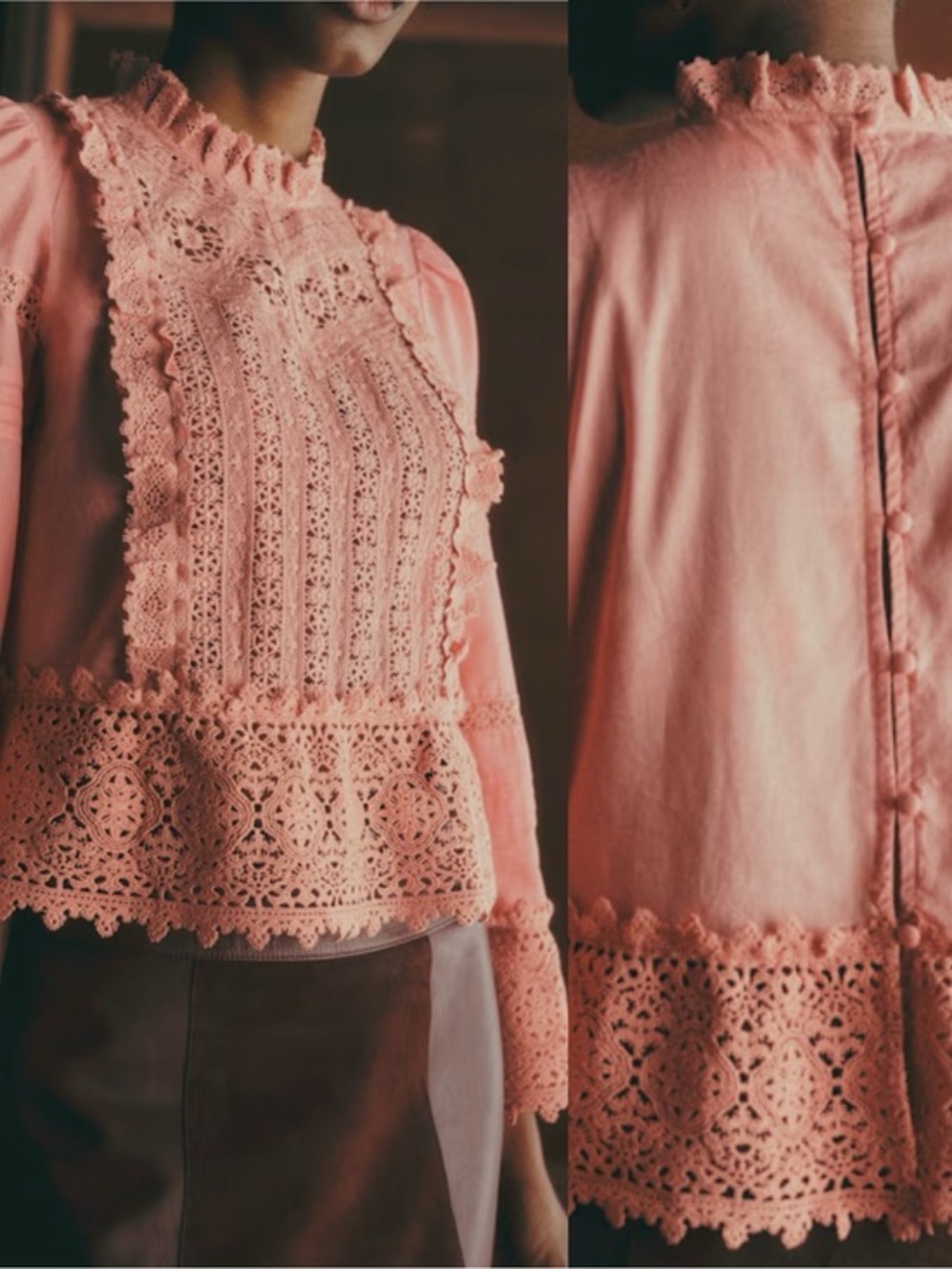 Sezane NWT Tomoe Rose Embroidered High Neck Long Sleeve Blouse FR 38 US S (6)